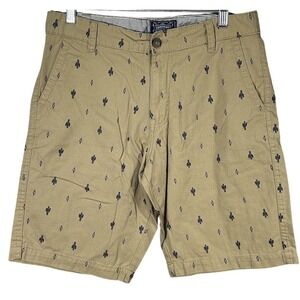Company 81‎ Shorts Mens 32 Tan Khaki Chino Regular Cactus Pattern Navy Blue